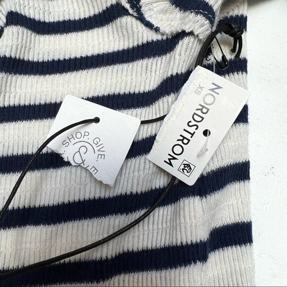 TREASURE & BOND Striped Long Sleeve Thermal Top Navy XS - Picture 7 of 7